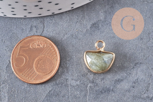 Pendentif demi-cercle labradorite, pendentif bijoux, pendentif pierre,labradorite naturelle,pendentif pierre ,13.5mm, x1-G1085