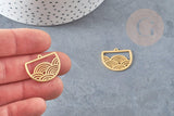 Pendentif demi-cercle vagues acier 201 inoxydable doré 24mm, création bijoux japon, x1 G6121