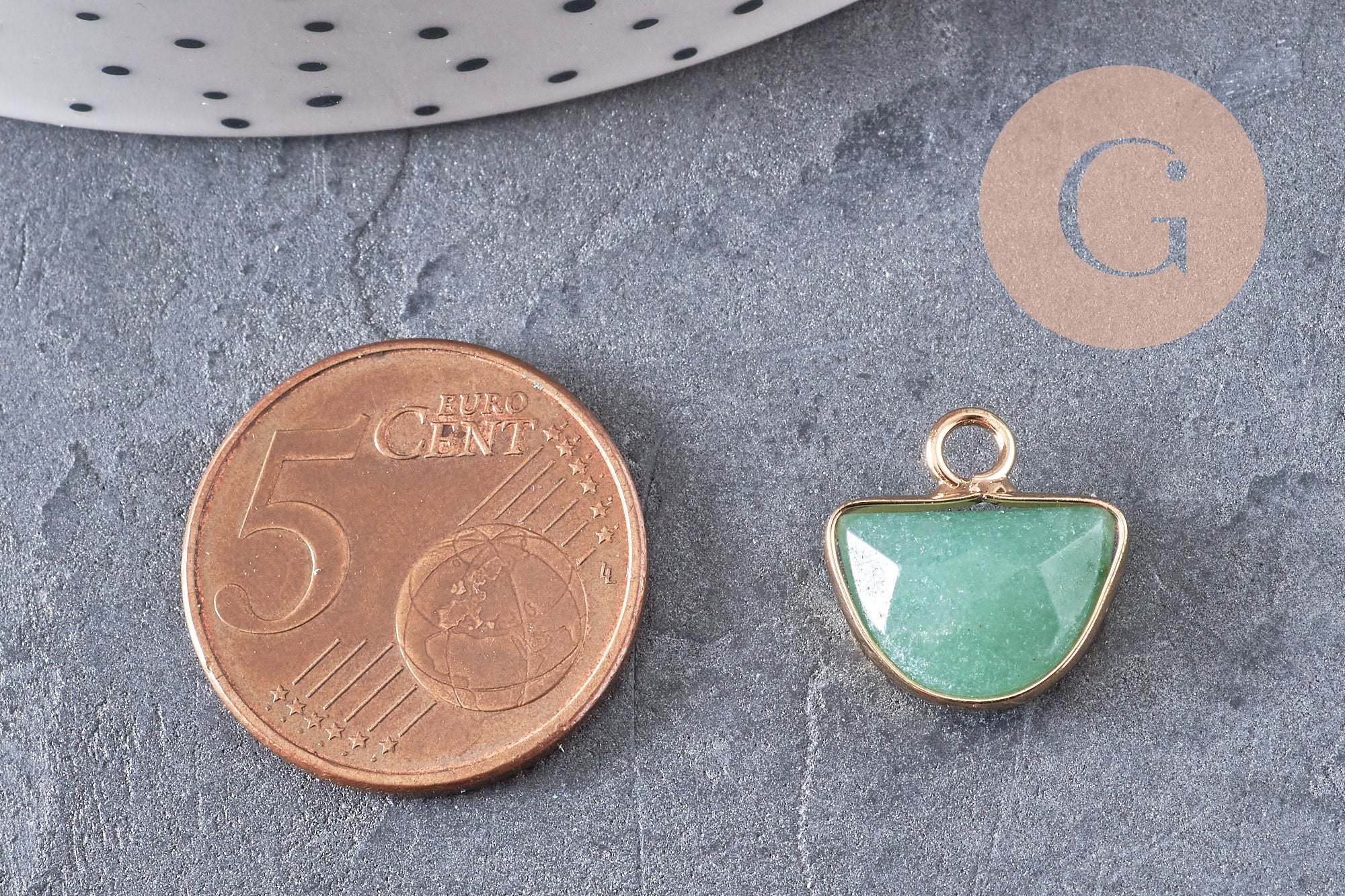 Pendentif demi-lune aventurine naturelle,création bijoux,13.5mm X1 (G2883)