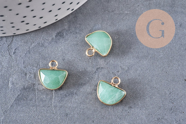 Pendentif demi-lune aventurine,Pendentif bijou pierre naturelle,aventurine naturelle,création bijoux,13.5mm,G2883