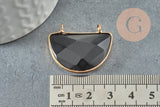 Pendentif demi-lune jade naturel noir teinté laiton doré32mm,création bijoux pierre naturelle, x1 G5887