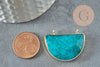 Pendentif demi-lune jade naturel teinté turquoise laiton doré 32mm, x1 (G1167)