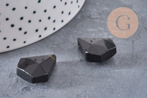 Pendentif diamant obsidienne, fournitures créatives, pendentif pierre, obsidienne naturelle,création bijoux, pierre naturelle, 29mm, x1, G3546