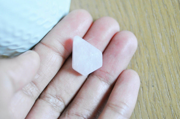 Pendentif diamant quartz rose,Pendentif pour bijoux, pendentif rose,quartz rose naturel,21mm, x1 (G6277)