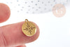 Pendentif dond plat étoile acier doré 304 inoxydable 14mm, x1 (G8723)
