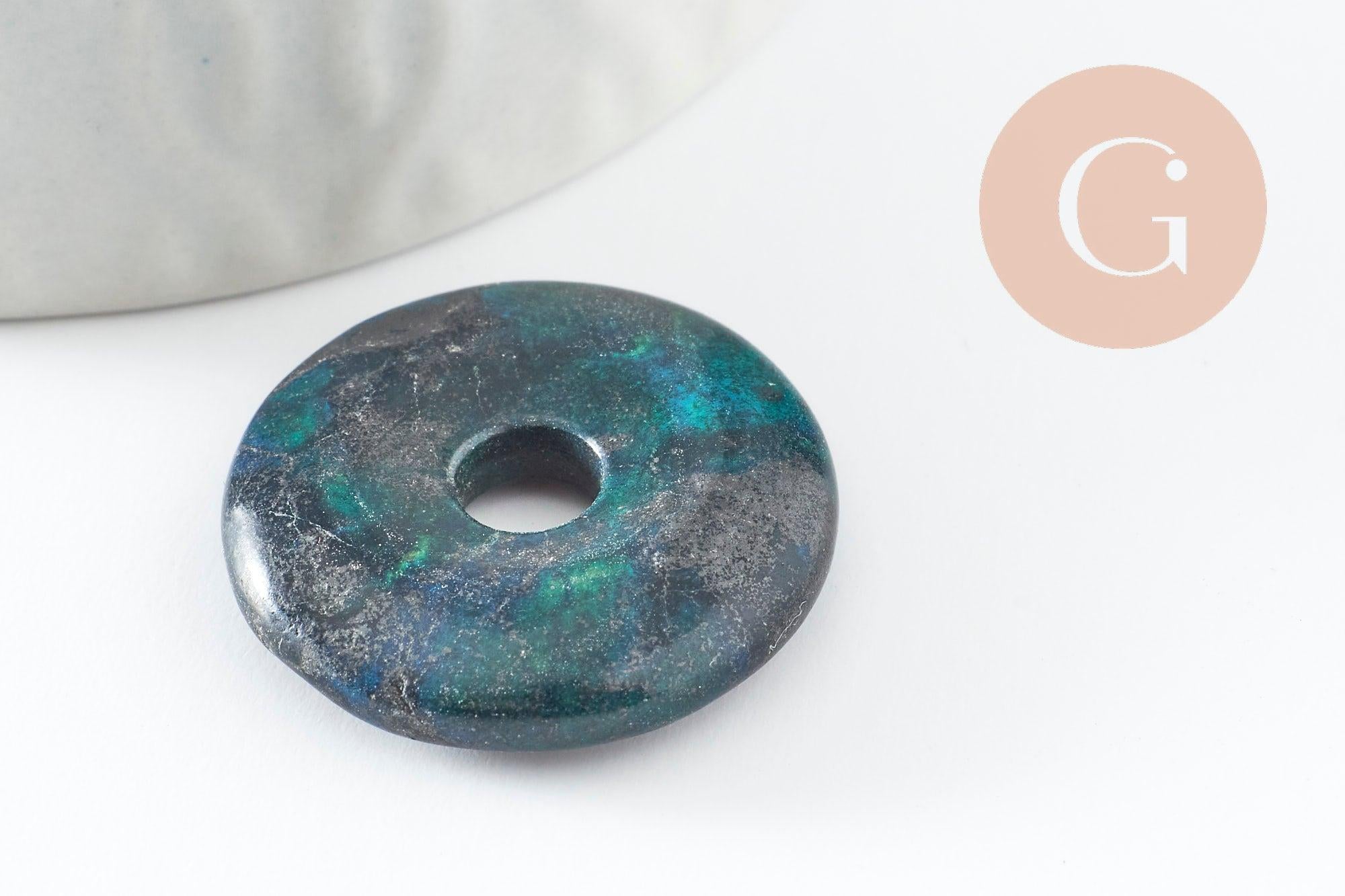 Pendentif donut Quartz vert naturel teinté 25mm, x1 (G3984)