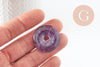 Pendentif donut améthyste naturelle pour création de bijou en pierre, pendentif pierre cercle,30mm, x1 (G3896)