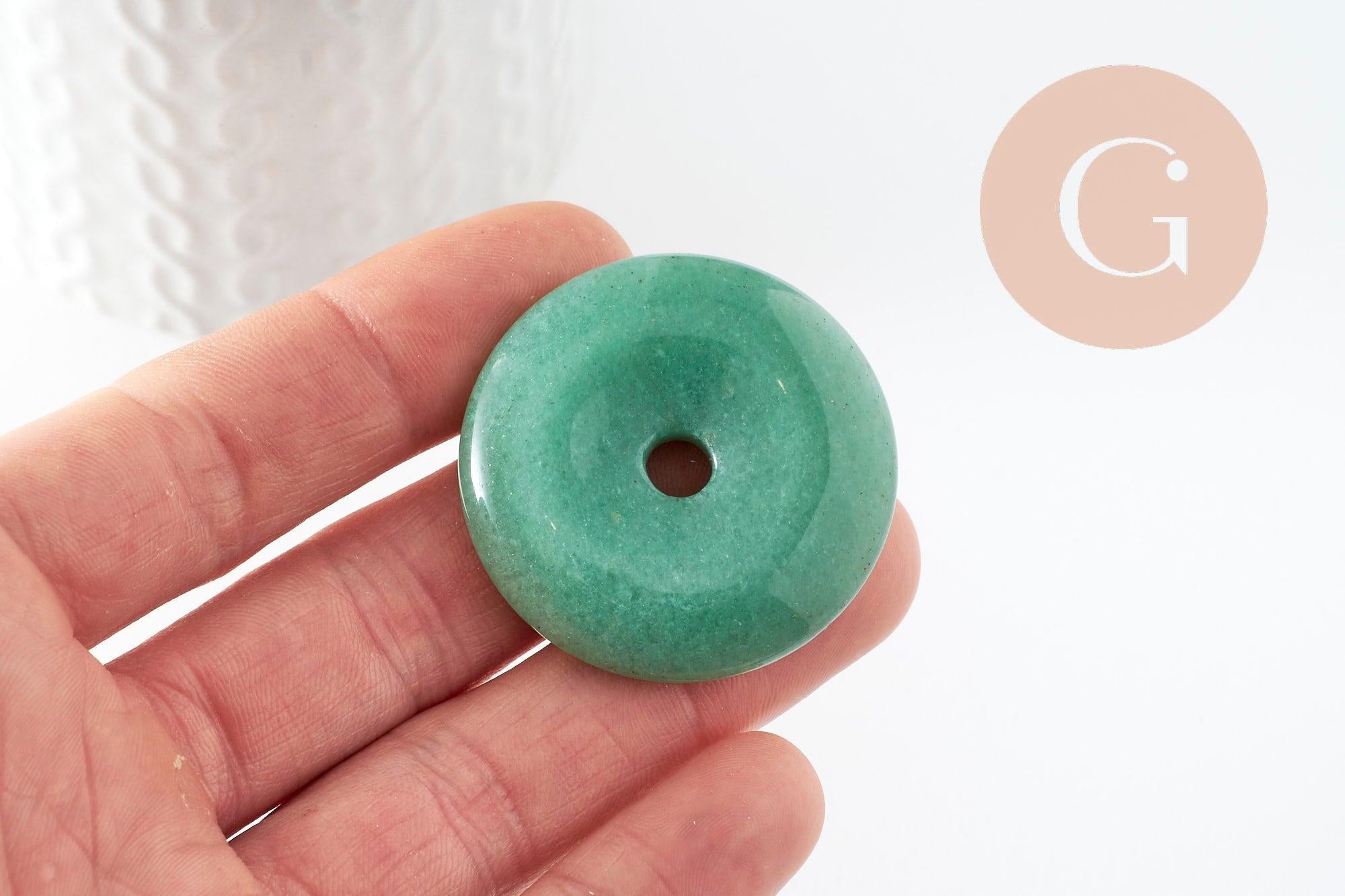 Pendentif donut aventurine verte naturelle 40mm, x1 (G4326)