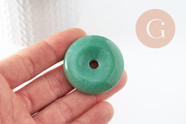 Pendentif donut aventurine verte naturelle 40mm, x1 (G4326)