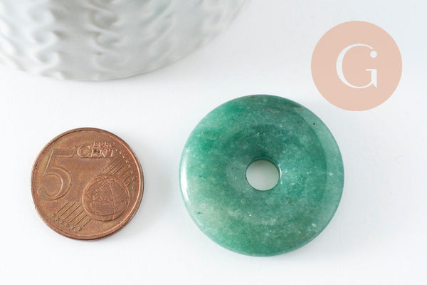 Pendentif donut aventurine verte,pendentif aventurine, aventurine verte naturelle, pendentif pierre cercle,28-30mm, x1 (G2191)