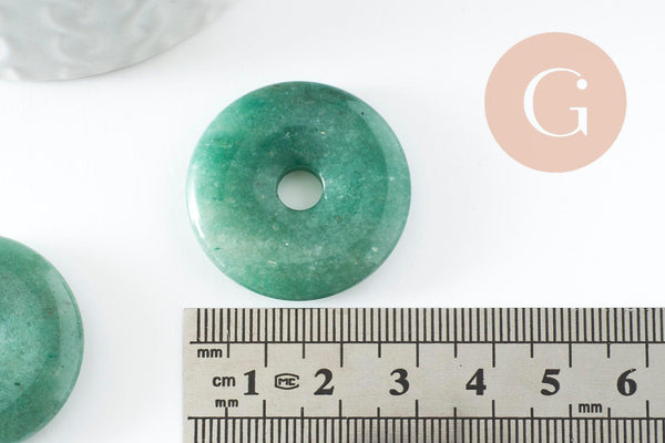 Pendentif donut aventurine verte,pendentif aventurine, aventurine verte naturelle, pendentif pierre cercle,28-30mm, x1 (G2191)