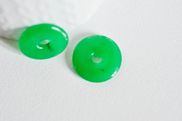 Pendentif donut jade vert teinté,pendentif jade, pendentif pierre,jade naturel, jade vert,jade vert naturel, Unité, 23mm-G1049