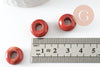 Pendentif donut jaspe rouge naturel pour création de bijou en pierre, pendentif pierre cercle,14mm, x2 (G4494)