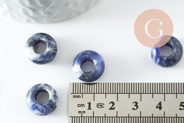 Pendentif donut sodalite,pendentif sodalite naturelle, pendentif pierre cercle,14mm, x2 (G3412)