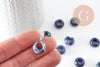 Pendentif donut sodalite,pendentif sodalite naturelle, pendentif pierre cercle,14mm, x2 (G3412)