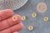 Pendentif donut verre jaune et feuille d'or, un pendentif rond verre pour vos créations de bijoux,15x3mm, x 10 (3.5g) G3505