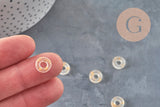 Transparent glass and gold leaf donut pendant, a round glass pendant for your jewelry creations, 15x3mm, x 10 (G3299)