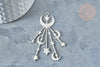 Pendentif doré lunes et étoiles argenté acier inoxydable 53mm, création bijoux acier inoxydable platine x1 G7617