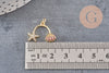 Pendentif double étoile de mer coquillage laiton doré zircon 17mm, pendentif or avec cristaux création de bijoux, x1 (G8695)