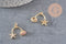 Pendentif double étoile de mer coquillage laiton doré zircon 17mm, pendentif or avec cristaux création de bijoux, x1 (G8695)
