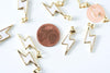 Pendentif éclair doré émaillé zamac doré 27.5mm, pendentif doré, x1 (G6394)