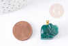 Pendentif éléphant agate verte support doré, pendentif pierre agate naturelle verte, 18.5mm, x1 (G3902)