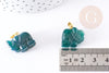 Pendentif éléphant agate verte support doré, pendentif pierre agate naturelle verte, 18.5mm, x1 (G3902)