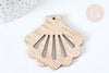 Pendentif en bois coquillage ajouré 52mm, x2 (G7275)