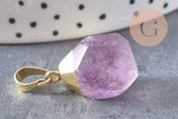Pendentif en forme de goutte en améthyste naturelle à facettes dorées 19-21mm, pierre, x1 G5888