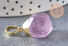 Pendentif en forme de goutte en améthyste naturelle à facettes dorées 19-21mm, pierre, x1 G5888