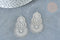 Pendentif estampe filigrane dentelle acier 201 inoxydable platine 40mm, x2 (G8014)