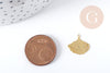 Pendentif estampe filigrane feuille Gingko acier doré 201 inoxydable 14.5mm, x2, (G8934)