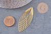Pendentif estampe filigrane feuille ovale laiton brut 56mm, x2 (G10930)