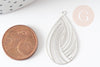 Pendentif estampe filigrane goutte acier inoxydable 304 argent texturé 32x18mm, Pendentif très fin et léger x2 (G4113)