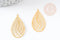 Pendentif estampe filigrane goutte acier inoxydable 304 doré texturé 32x18mm, x2 (G9201)