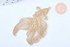 Pendentif estampe filigrane poisson japonais laiton doré clair 49x31mm x2 (G5238)