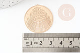 Pendentif estampe filigrane rond dentelle géométrique laiton doré 31mm, Pendentif très fin et léger pour création de bijoux, x2 G9278