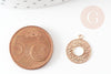 Pendentif estampe filigrane rond évidé motif géométrique laiton doré clair 14mm, Pendentif léger création bijoux or, x2 (G9294)