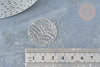 Pendentif estampe filigrane rond feuille acier 201 inoxydable argenté 31.5mm, Pendentif très fin et léger, x 2 (G8261)