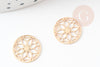 Pendentif estampe filigrane rond fleur laiton doré 13mm, Pendentif très fin et léger, x2 (G4599)