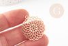 Pendentif estampe filigrane rond fleur laiton doré 30mm, Pendentif très fin et léger pour création de bijoux, x2 G9276