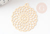 Pendentif estampe filigrane rond fleur laiton doré 30mm, Pendentif très fin et léger pour création de bijoux, x2 G9276