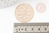 Pendentif estampe filigrane rond fleur laiton doré 31.5mm, Pendentif très fin et léger pour création de bijoux, x2 G9275