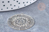 Pendentif estampe filigrane rond soleil acier 201 inoxydable argenté 32.5x30mm, pendentif très léger pour boucles et colliers x2 (G4110)