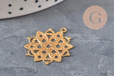 Pendentif estampe rosace rond laiton brut 26mm, x2 (G10166)