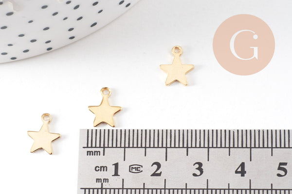 Pendentif étoile acier 304 inoxydable dore 10mm,breloque acier sans nickel pour création bijoux, x5 G3246