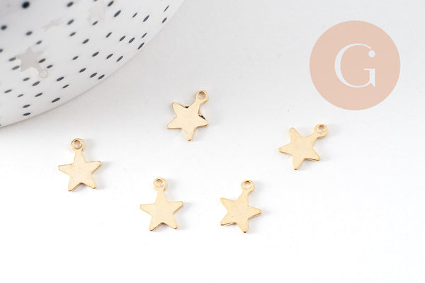 Pendentif étoile acier 304 inoxydable dore 10mm,breloque acier sans nickel pour création bijoux, x5 G3246