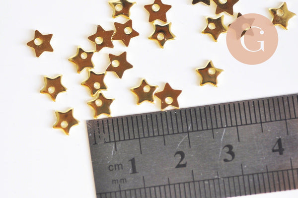 Pendentif étoile acier 304 inoxydable dore 24K 5.5mm,x5 (G6269)