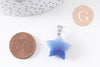 Pendentif étoile aventurine naturelle bleu acier inoxydable platine 22mm, x1 (G10073)