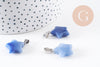 Pendentif étoile aventurine naturelle bleu acier inoxydable platine 22mm, x1 (G10073)